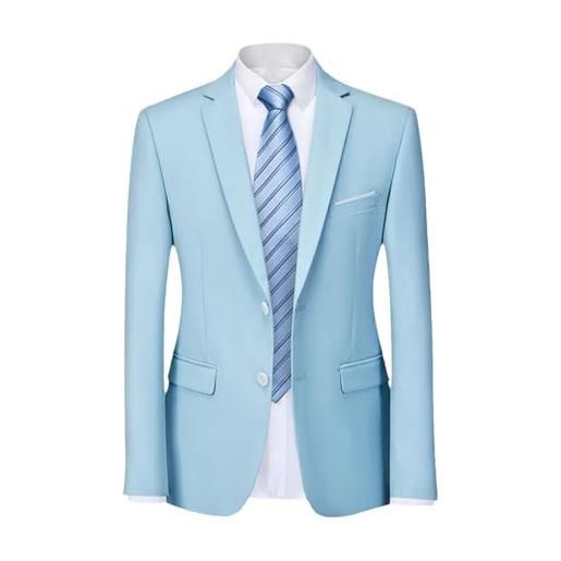 OFFSUM cappotto blazer da uomo - s-5xl giacca da uomo classica formale da uomo d'affari in tinta unita, abito da sposa, capispalla per feste, monopetto, per lavoro d'ufficio, blu, 4xl