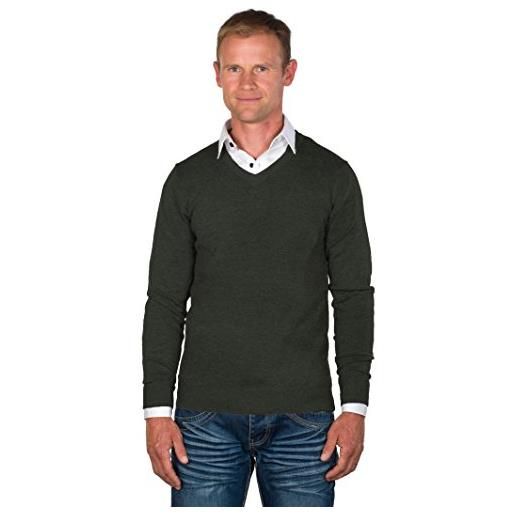 Ugholin - maglione e camicia 2 in 1 scollo a v uomo, grigio antracite, xxl