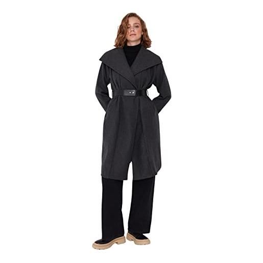 Trendyol damen oversize zweireihig plain webstoff mantel cappotto, anthracite, 36 da donna