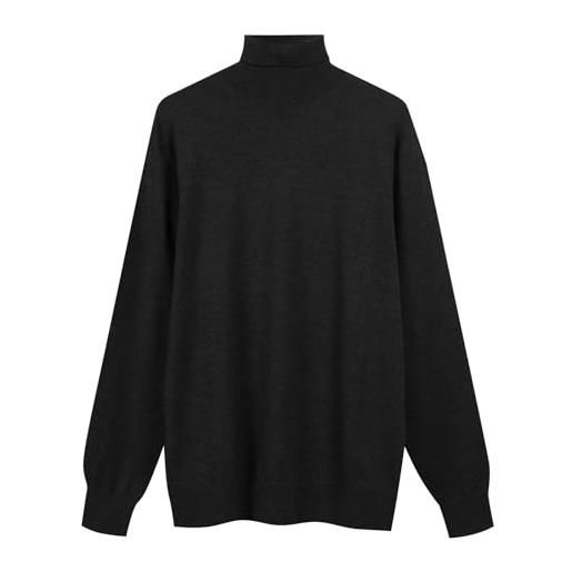 Diana Studio - maglione collo alto basico blu uomo, 100% lana merino, tinta unita, maniche lunghe , taglia m, regular fit