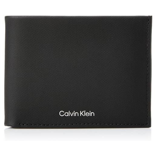 Calvin Klein must trifold 10cc w/coin k50k511380, portafogli uomo, nero (ck black pique), os