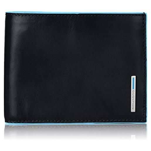 Piquadro pu1240b2/n blue square portafoglio, pelle, nero, 12 cm