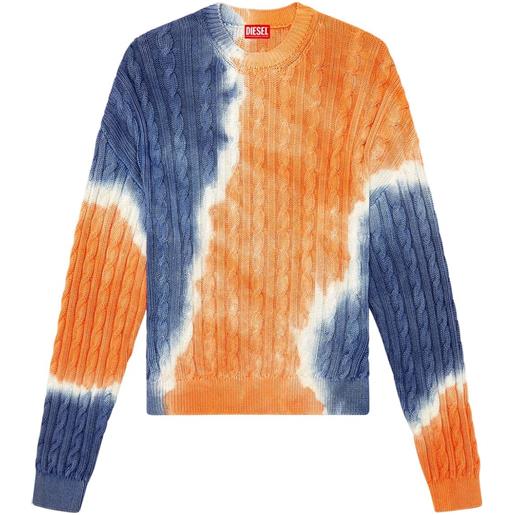 Diesel maglione k-janci con fantasia tie dye - arancione