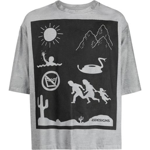 4SDESIGNS t-shirt con stampa - grigio