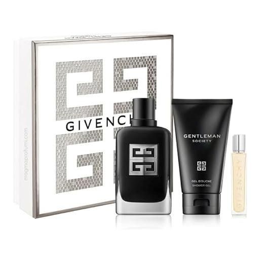 Givenchy gentleman society eau de parfum 100ml + Givenchy gentleman society gel doccia 75ml + travel size 12.5ml cofanetto da uomo