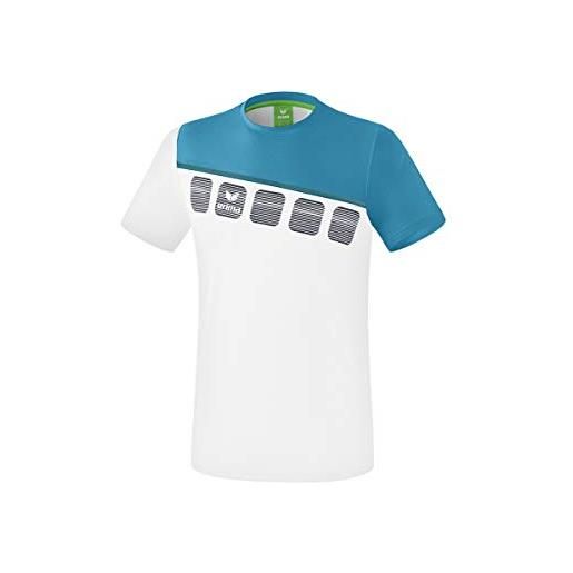 Erima 1081909 t-shirt, unisex bambini, bianco/oriental blue/colonial blue, 128