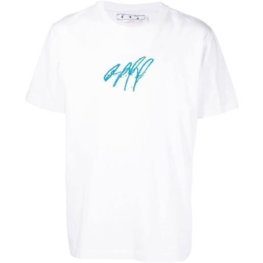 Off-White bounce cross logo-embroidered t-shirt - bianco