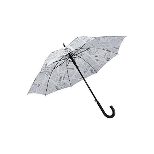 Fisura - ombrello grande. Ombrello giovanile. Ombrello automatico con pulsante. Robusto ombrello stampato. 106 centimetri di diametro. (giornale, bianco)