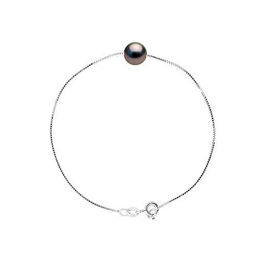 PEARLS & COLORS NATURAL FINE PEARLS pearls & colors - bracciale vere perle coltivate di tahiti - qualità a+ - catena veneziana - argento 925 - gioiello da donna