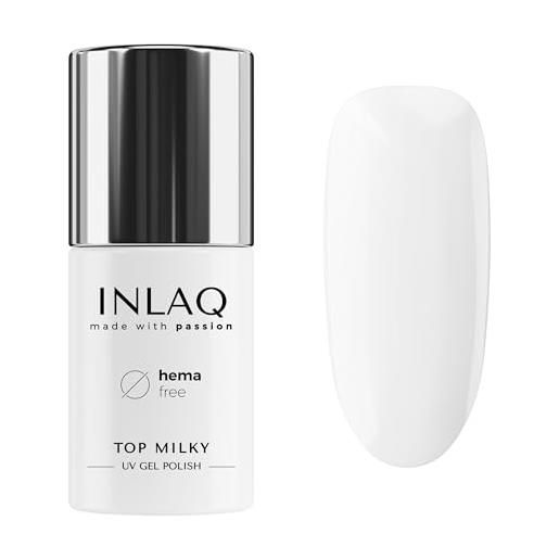 INLAQ® hema free top milky white coat 6ml - gellack uv top coat gel con colore lattiginoso top coat 20% opacità babyboomer - smalto uv gel top free da hema e di hema