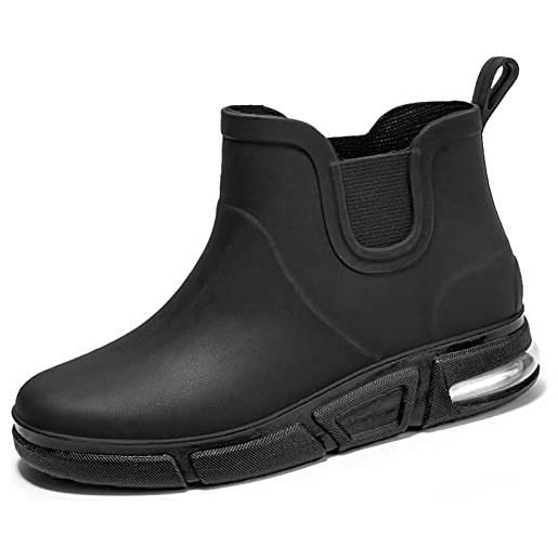 GURGER stivali di gomma uomo bassi stivali da pioggia stivaletti corti stivaletto impermeabili wellington boot nero 40 taglie