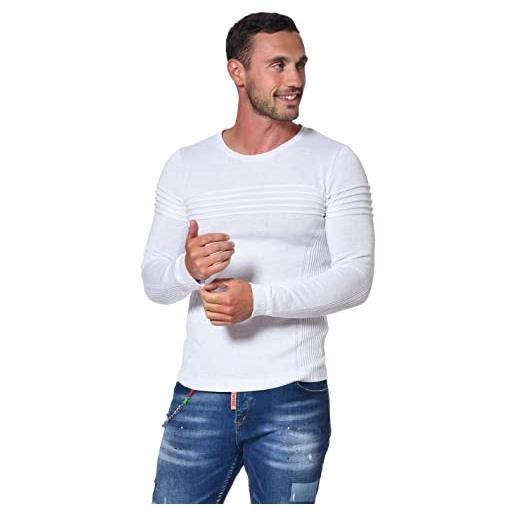 Just Emporio maglione da uomo pullover, bianco/grigio