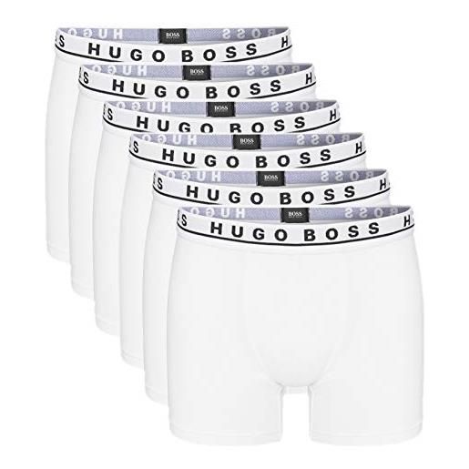 Hugo boss boxer da uomo, 50325404, confezione da 6, bianco (white 100), xl