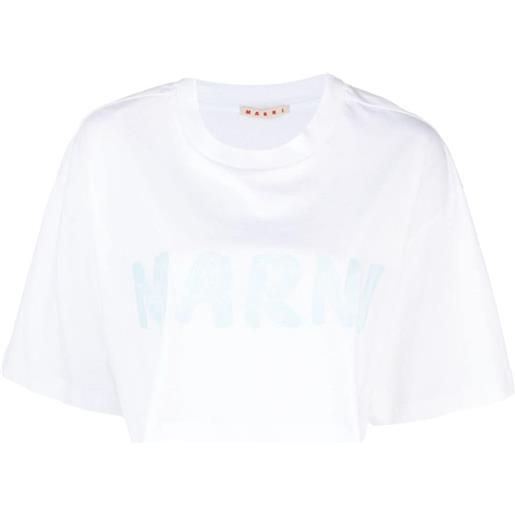 Marni t-shirt crop con stampa - bianco
