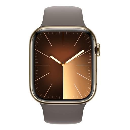 APPLE watch series 9 gps + cellular cassa 45mm in acciaio inossidabile oro con cinturino sport creta - s /m