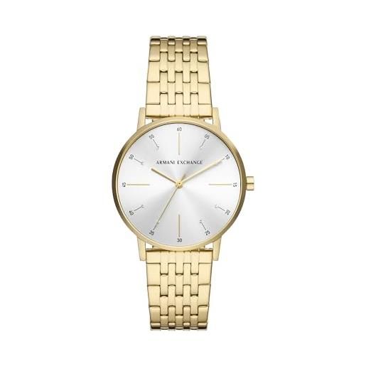 Armani Exchange orologio donna, movimento a tre lancette, cassa in acciaio inossidabile oro 36 mm con bracciale in acciaio inossidabile, ax5579