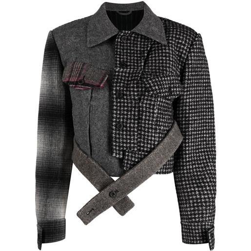 JNBY giacca con design patchwork in tweed - nero