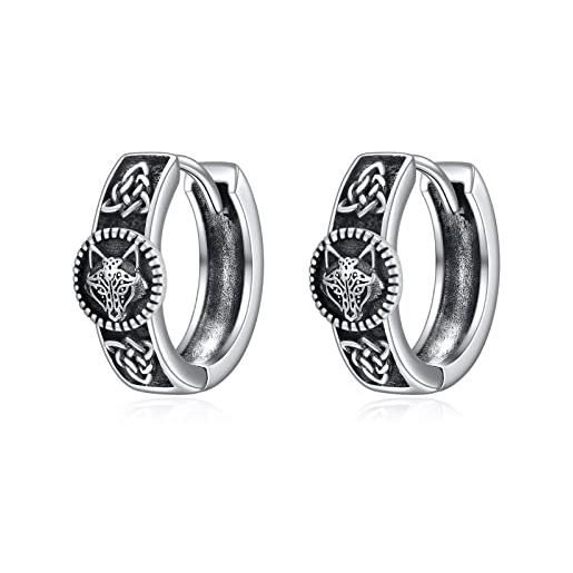 Orecchini A Cerchio Vikinghi In Argento 925 - Rune Nordiche, Uomo E Donna, 16 Mm, POPLYKE