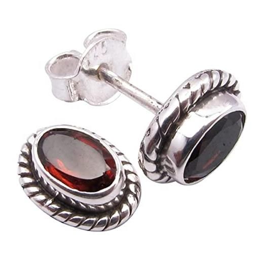 Unique Gems orecchini per la donna granato rosso 2.2 carati argento 925 qualità come gioielliere