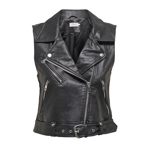 ONLY onlvera faux leather waistcoat donna gilet nero s