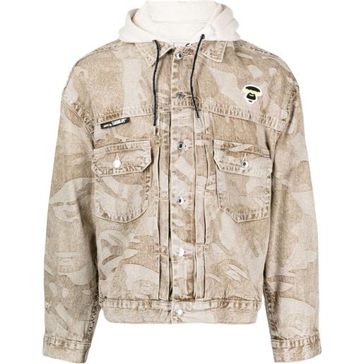 AAPE BY *A BATHING APE® giacca denim con stampa camouflage - marrone