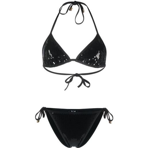 Balmain bikini a triangolo b con paillettes - nero