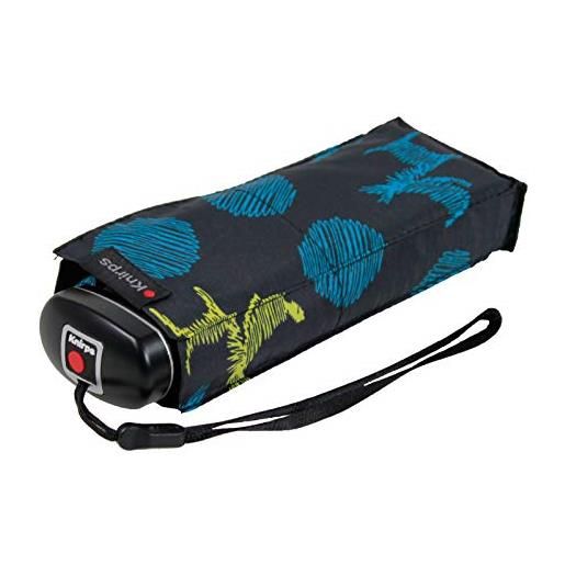 Knirps ombrello tascabile da viaggio, cani nero-blu, 93 cm, moderno