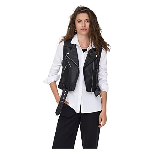 Only onlvera otw noos-giacca in finta pelle gilet in similpelle, nero, xl donna
