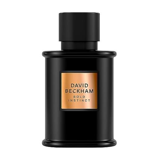 David Beckham bold instinct eau de parfum uomo, profumo legnoso aromatico, fragranza sofisticata, straordinario flacone nero opaco 50 ml