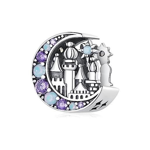 NINGAN ninagn 925 argento sterling castello moonlight charm perline opale multicolore adatto per le signore bracciale collana regali di compleanno festive