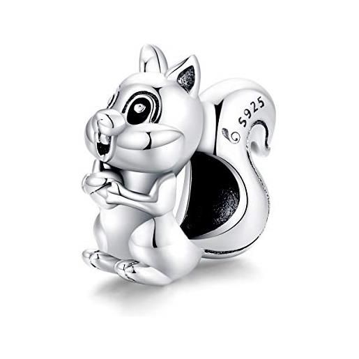 YOAME charms scoiattolo compatibile con collana bracciali pandora, ciondolo di fascino animale in argento 925