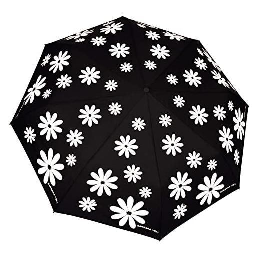 BARBARA VEE h. Due. O by design fiori. Mini ombrello tascabile pieghevole antivento leggero donna. Ombrello pieghevole donna manopola fiore [flower power] [bianco]