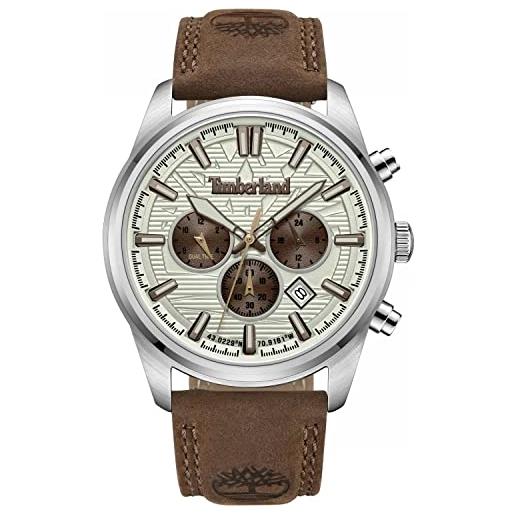 Timberland orologio analogico al quarzo unisex-adulto con cinturino in pelle tdwgf0009604