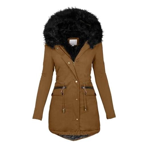 Modaworld cappotto invernale da donna elegante piumino pelliccia giacca donna invernale lungo trench giubbotto giubbino donna invernale con tasche