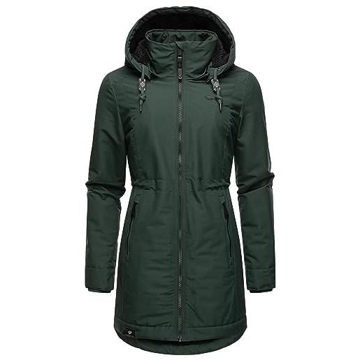 Ragwear cappotto invernale da donna, caldo, impermeabile, con cappuccio rimovibile, dakkota xs-6xl, verde scuro, xs