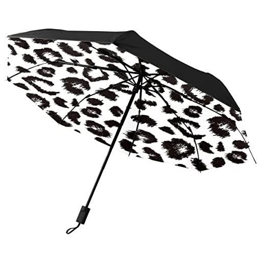GISPOG ombrello pieghevole automatico, ombrello compatto impermeabile con stampa leopardata e pioggia, colore unico, taglia unica