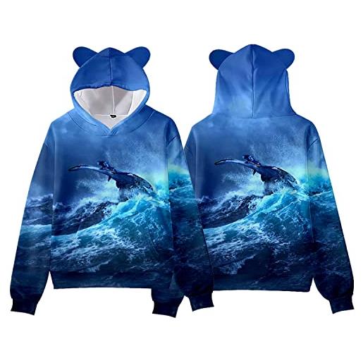 NARUNING avatar the way of water 2 felpa con cappuccio, 3d cartoon cat ears long sleeve pullover, kids student casual fashion sports tops (100cm-170cm) (130, blue4)