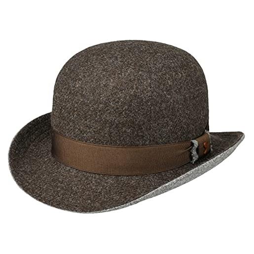 Alfonso D´Este cappello bombetta shetland woold'este uomo - made in italy lana con fodera, nastro grosgrain autunno/inverno - xl (60-61 cm) marrone