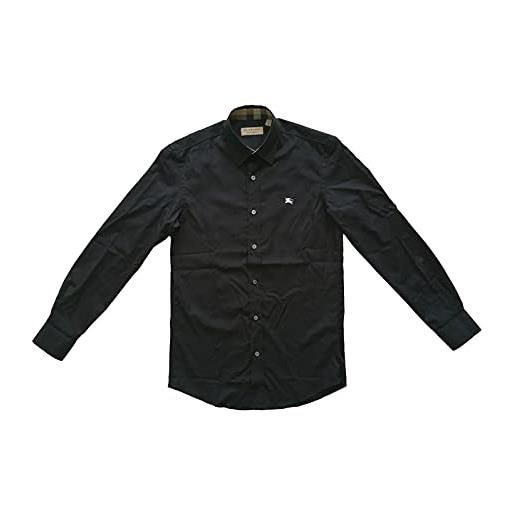 BURBERRY camicia manica a lunga in cotone uomo 8036291 nero (nero, l)