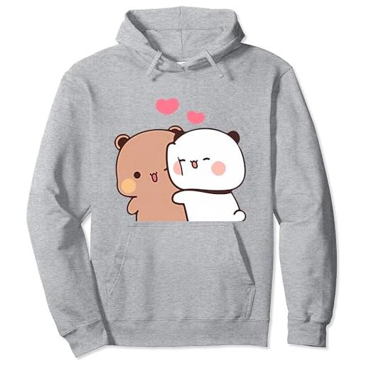 Berentoya kawaii panda bear hug bubu and dudu san valentino divertente regalo unisex pullover con cappuccio, blu, l