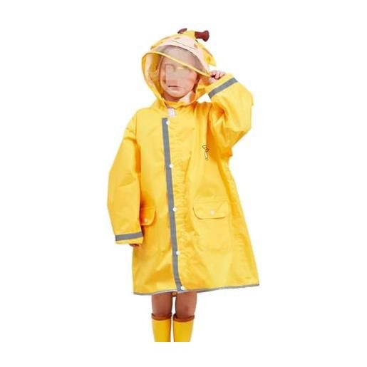 XinCDD bambini impermeabile unisex tuta da pioggia leggero impermeabile portatile traspirante per outdoor hiking camping (6-10 anni, stile 1- giallo)