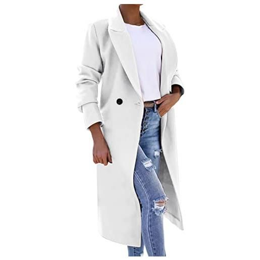 Generic cappotto da donna in finta lana camicetta cappotto sottile trench giacca lunga da donna cintura lunga sottile elegante soprabito outwear giacchetto autunnale