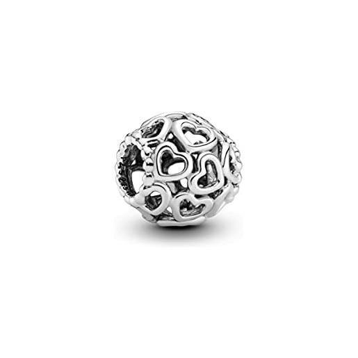 Pandora moments 590719-18+790964 - braccialetto a maglia di serpente con chiusura a cuore e ciondolo a forma di cuore, in argento sterling, misura 18 cm, 18 cm, argento, nessuna pietra preziosa