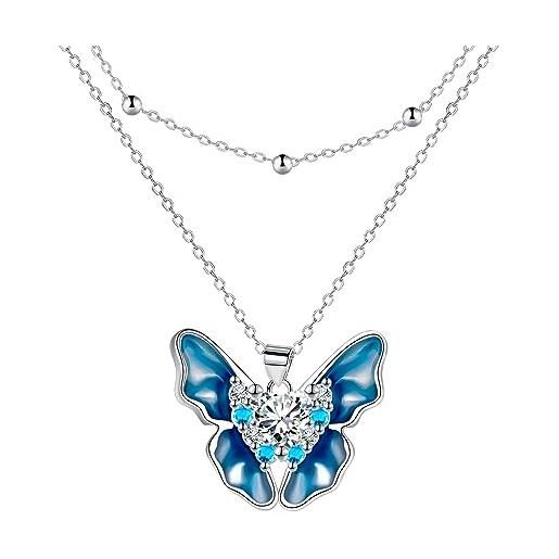 Yinsen collana donna argento 925 collana farfalla con zirconi 5a con confezione regalo-regali di natale regali di compleanno regali di gioielli per mamma moglie amici