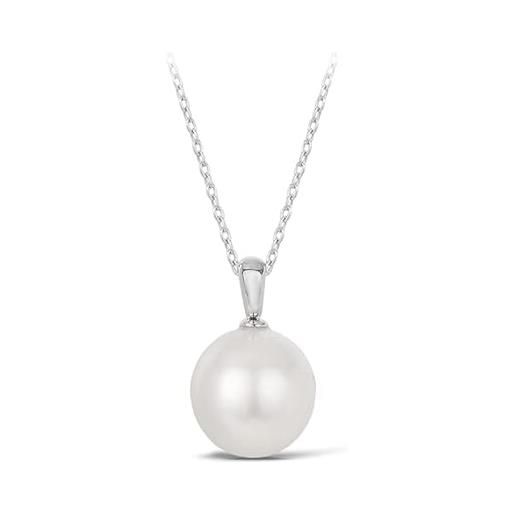 PERORNO ciondolo in perle coltivate akoya dal giappone, misura 8,5-9 mm, lampadario e high eastern, bianco, forma rotonda, argento sterling