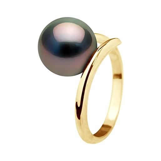 PEARLS & COLORS NATURAL FINE PEARLS pearls & colors - anello con vera perla di coltura di tahiti da 10-11 mm - qualità a+ - disponibile in oro giallo e bianco - gioielli da donna