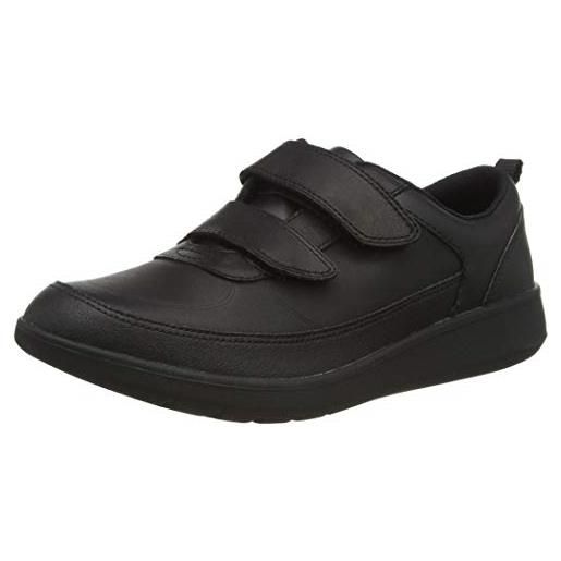 Clarks scape flare y, scarpe per uniforme bambini e ragazzi, nero (black leather), 38 eu larga