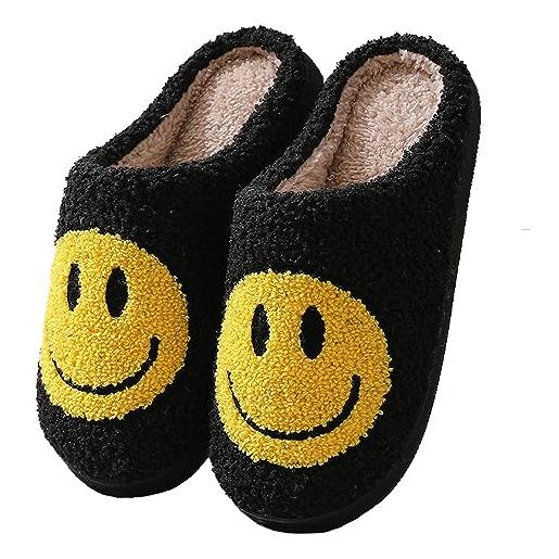 Meik Mangni pantofole donna uomo invernali peluche ciabatte da casa confortevole caldo scarpe di interne, nero, dimensione: 39-40 eu