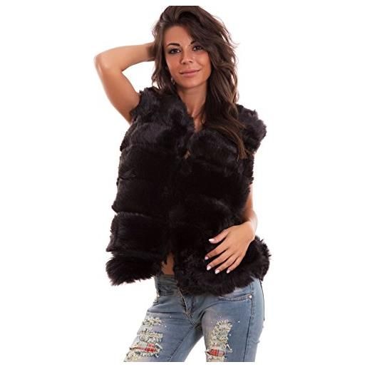 Toocool - gilet donna pelliccia ecologica giacchetto giubbotto giubbino sexy nuovo c-2353 [xl, nero]