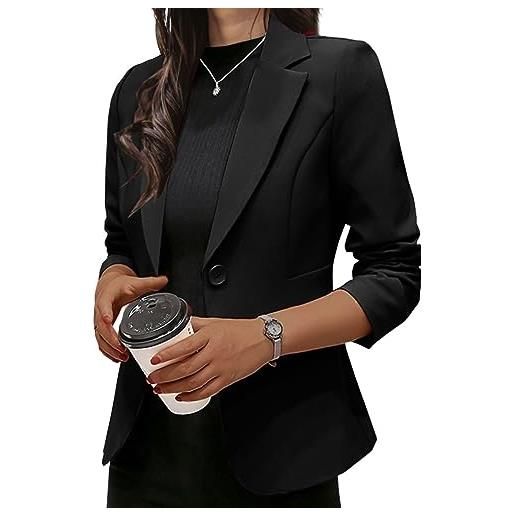 Onsoyours blazer casual da donna eleganti ol giacca giacche da abito autunnale tinta unita per ufficio con bottoni capispalla giubbotto a nero s